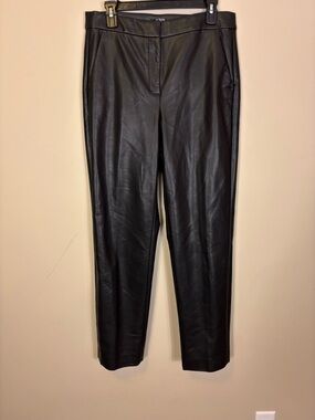 J. Crew Kate Black Faux Leather Straight Leg Dress Pants Women’s 8T